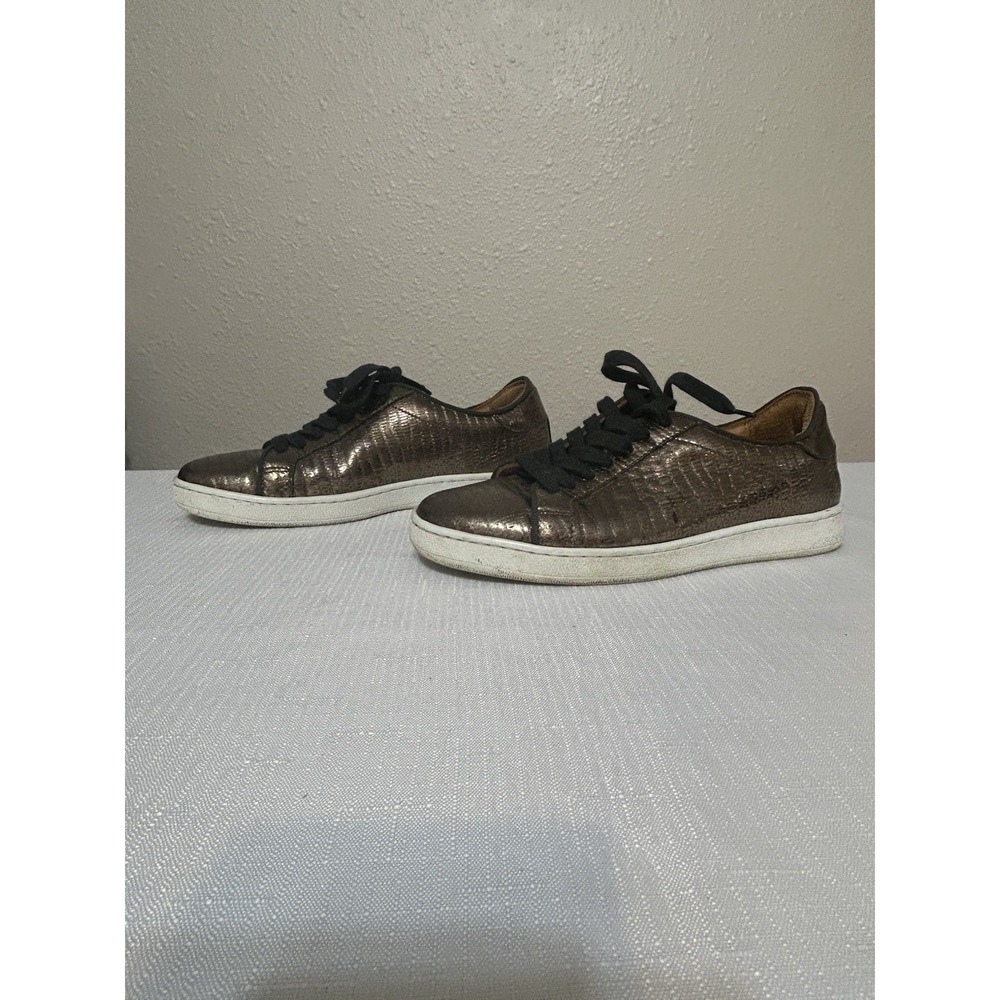 Frye Alexis Shoes Womens 6.5 Bronze Gold Leather Lizard Low Top Lace Up Sneaker - Picture 8 of 8